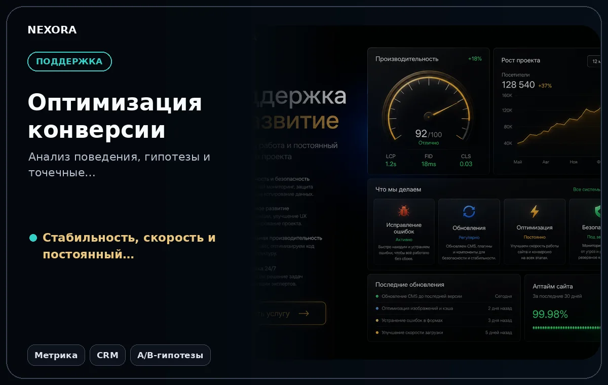 Conversion optimisation — инструменты и сценарий услуги